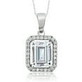 thumbnail image 1 of Gem Stone King 925 Sterling Silver White Moissanite Pendant Necklace for Women (2.80 Cttw, Emerald Cut 9X7MM, with 18 inch Silver Chain), 1 of 5