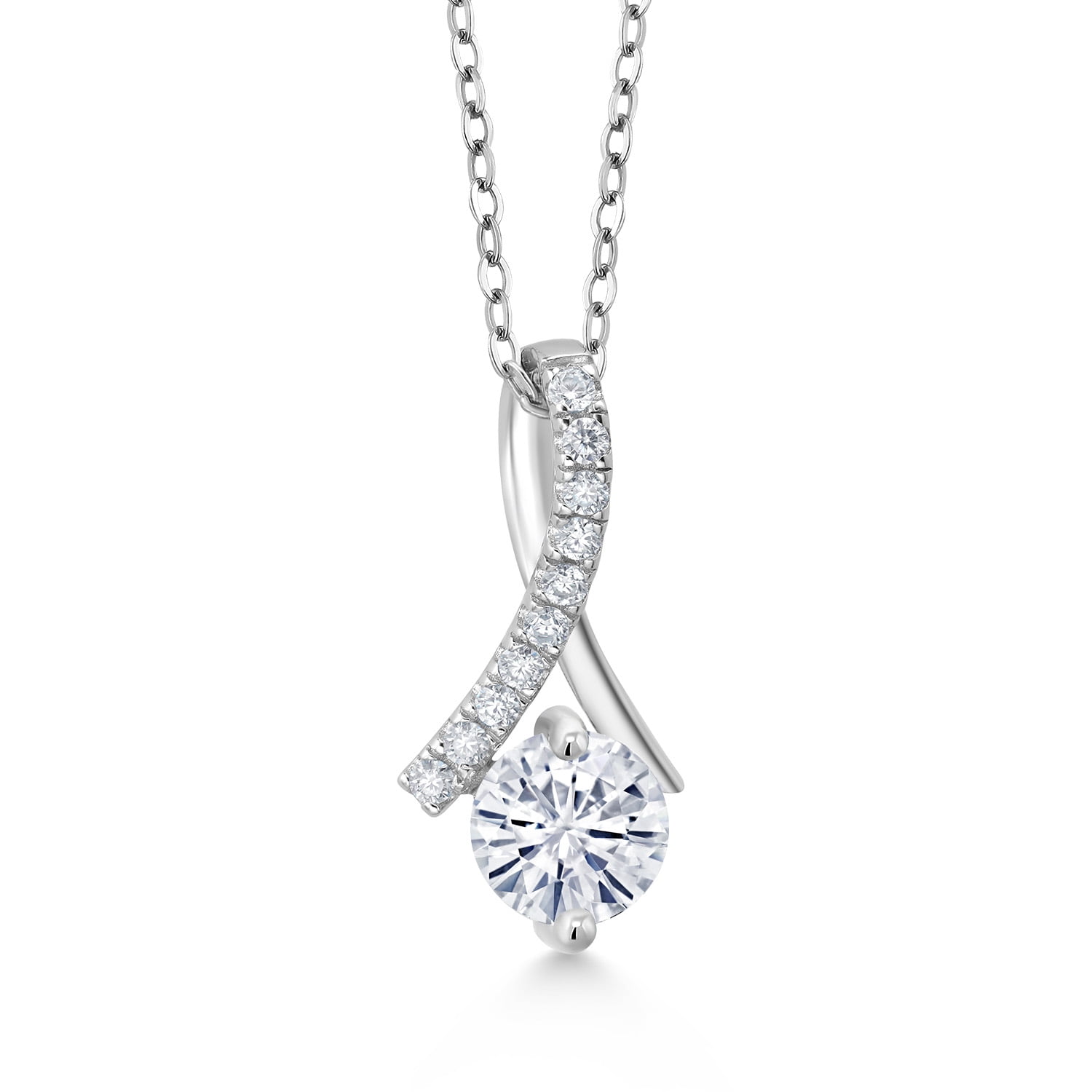 Gem Stone King 925 Sterling Silver Round Blue Sapphire and White