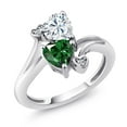 thumbnail image 1 of Gem Stone King 925 Sterling Silver White Moissanite Ring for Women (1.53 Cttw, Heart Shape 6MM, Gemstone Birthstone, Size 8), 1 of 6