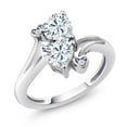 thumbnail image 1 of Gem Stone King 925 Sterling Silver White Moissanite Ring for Women (1.63 Cttw, Heart Shape 6MM, Gemstone Birthstone, Size 5), 1 of 6