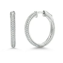 Gem Stone King 925 Sterling Silver White Moissanite Round Hoop Earrings for Women (1 inch, 1.20 Cttw)