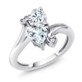 thumbnail image 1 of Gem Stone King 925 Sterling Silver White Moissanite Sky Blue Aquamarine Ring for Women (1.56 Cttw, Heart Shape 6MM, Gemstone Birthstone, Size 5), 1 of 6