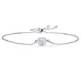 thumbnail image 1 of Gem Stone King 925 Sterling Silver White Moissanite Solitaire Bracelet for Women (0.90 Cttw, Oval Cut 7X5MM, Fully Adjustable up to 9 inch), 1 of 6