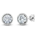 thumbnail image 1 of Gem Stone King 925 Sterling Silver White Moissanite Stud Earrings for Women Men (1.60 Cttw, Round 6MM), 1 of 2