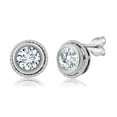 thumbnail image 1 of Gem Stone King 925 Sterling Silver White Moissanite Stud Earrings for Women Men (1.60 Cttw, Round 6MM), 1 of 2
