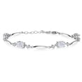 thumbnail image 1 of Gem Stone King 925 Sterling Silver White Moissanite and White Created Sapphire Tennis Bracelet for Women | 3.92 Cttw | Gemstone | Oval 7X5MM | 6 inch + 1 inch Extender, 1 of 6
