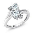 thumbnail image 1 of Gem Stone King 925 Sterling Silver White Moissanite and White Lab Grown Diamond Ring for Women (1.63 Cttw, Heart Shape 6MM, Gemstone Birthstone, Available in Size 5, 6, 7, 8, 9), 1 of 6
