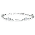 thumbnail image 1 of Gem Stone King 925 Sterling Silver White Moissanite and White Lab Grown Diamond Tennis Bracelet for Women | 3.90 Cttw | Gemstone | Oval 7X5MM | 6 inch + 1 inch Extender, 1 of 4