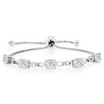 thumbnail image 1 of Gem Stone King 925 Sterling Silver White Moissanite and White Lab Grown Diamond Tennis Bracelet for Women (4.50 Cttw, Gemstone Birthstone, Oval 7x5MM, Fully Adjustable up to 9 inch), 1 of 3