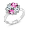 thumbnail image 1 of Gem Stone King 925 Sterling Silver White Moissanite and Pink Mystic Topaz Ring for Women (2.12 Cttw, Heart Shape 5MM, Gemstone Birthstone, Size 9), 1 of 3