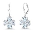 thumbnail image 1 of Gem Stone King 925 Sterling Silver White Moissanite and Sky Blue Aquamarine Dangle Earrings for Women (6.14 Cttw, Gemstone, Heart Shape 6MM), 1 of 3