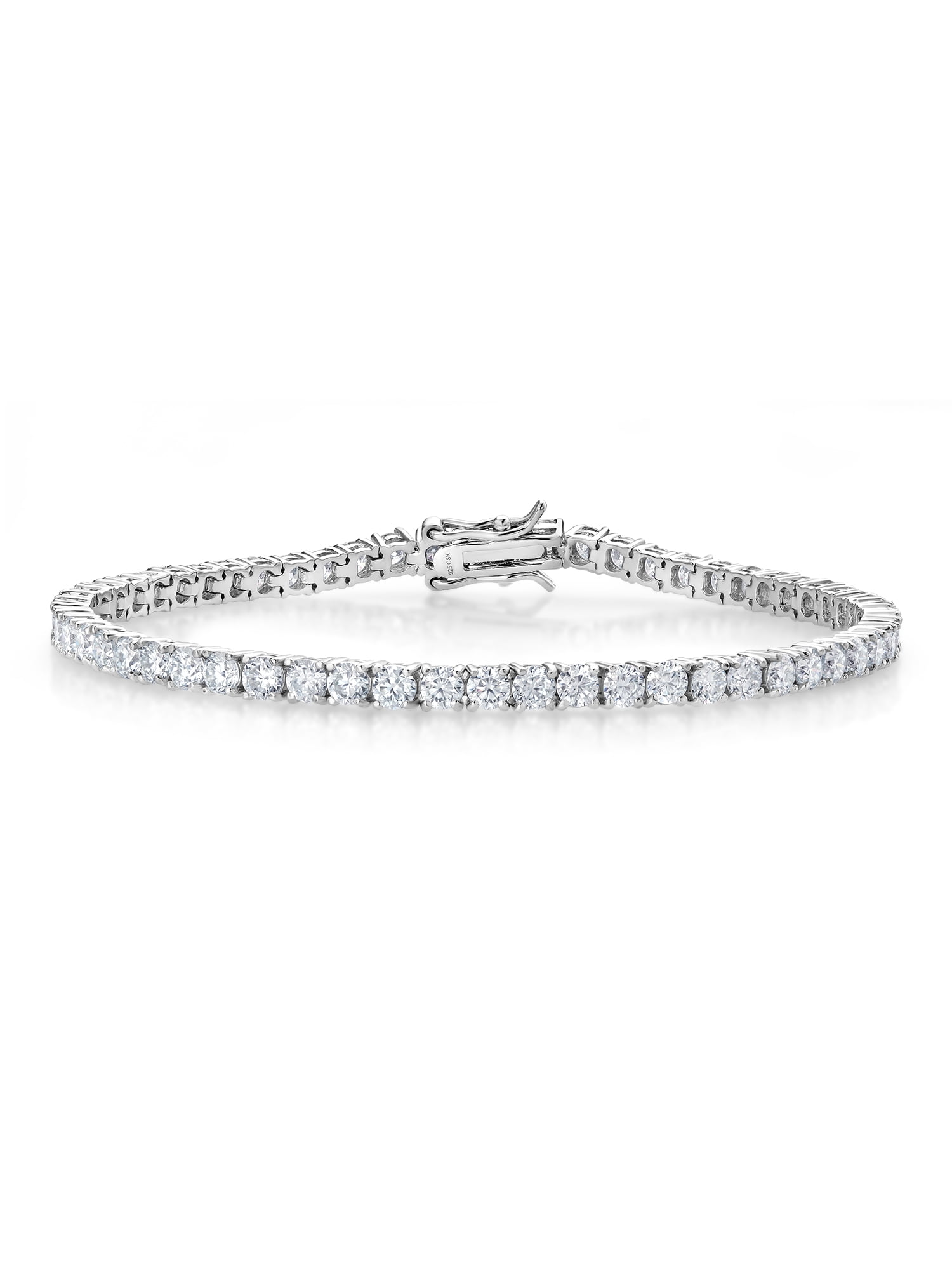 Gem Stone King 925 Sterling Silver White Moissanites Tennis Bracelet