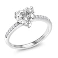 thumbnail image 1 of Gem Stone King 925 Sterling Silver White Topaz Engagement Ring for Women (2.14 Cttw, Heart Shape 8MM, Gemstone Birthstone, Available in Size 5, 6, 7, 8, 9), 1 of 5