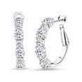 thumbnail image 1 of Gem Stone King 925 Sterling Silver White Topaz Hoop Earrings for Women (3.48 Cttw, Gemstone November Birthstone, Round 4MM and 3MM), 1 of 4