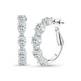 thumbnail image 1 of Gem Stone King 925 Sterling Silver White Topaz Hoop Earrings for Women (3.62 Cttw, Round 4MM and 1.9MM, Gemstone Birthstone 1 inch Diameter), 1 of 4