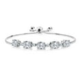 thumbnail image 1 of Gem Stone King 925 Sterling Silver White Topaz Tennis Bracelet for Women (7.84 Cttw, oval 8X6MM, Gemstone Birthstone, Fully Adjustable up to 9 inch), 1 of 4