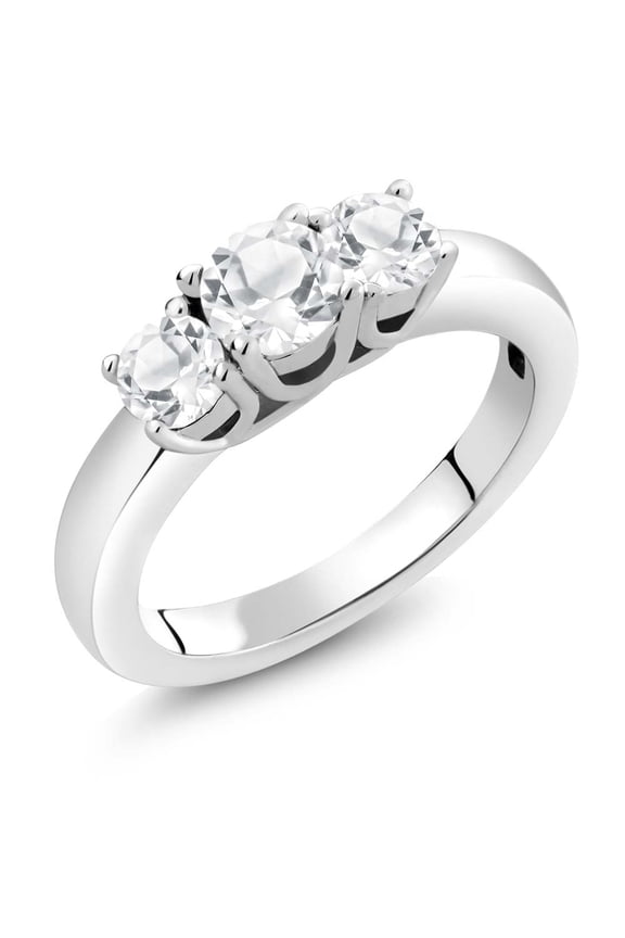 925 Sterling Silver White Topaz Wedding Jewelry Bridal Ring for Women (1.16 Cttw, Gemstone Birthstone, Size 6)