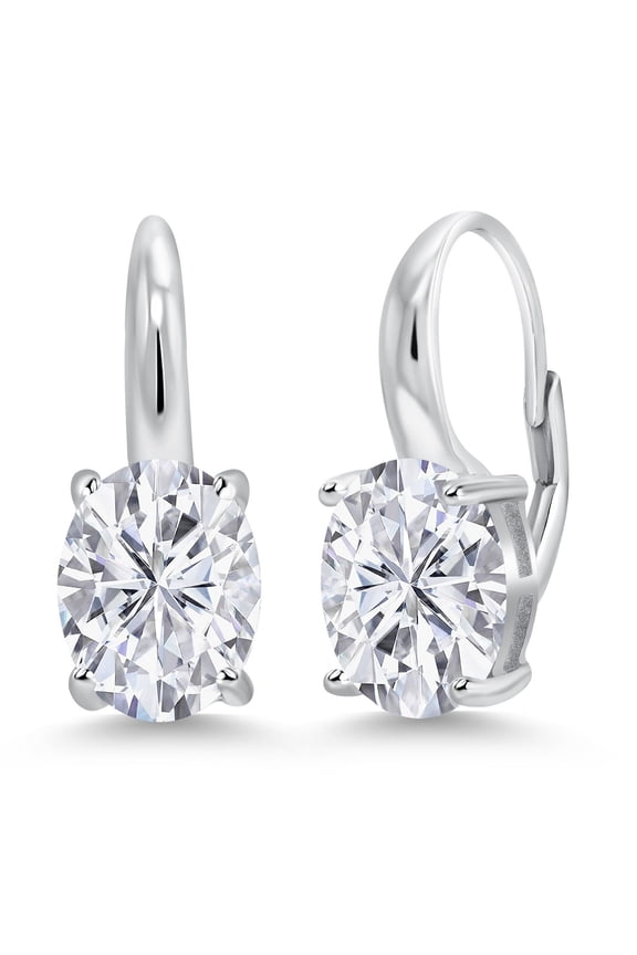 925 Sterling Silver White Zirconia CZ Leverback Earrings for Women | 12.08 Cttw | Oval 11X9MM