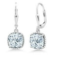 thumbnail image 1 of Gem Stone King 925 Sterling Silver White Zirconia Dangle Earrings for Women (6.02 Cttw, Cushion 8MM), 1 of 5