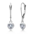 thumbnail image 1 of Gem Stone King 925 Sterling Silver White Zirconia Drop Dangle Leverback Earrings for Women (1.48 Cttw, Gemstone, Heart Shape 6MM), 1 of 4