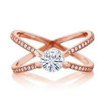 Gem Stone King 925 Sterling Silver White Zirconia Engagement Ring for Women (2.00 Cttw, Round 6MM, Available in Size 5,6,7,8,9)