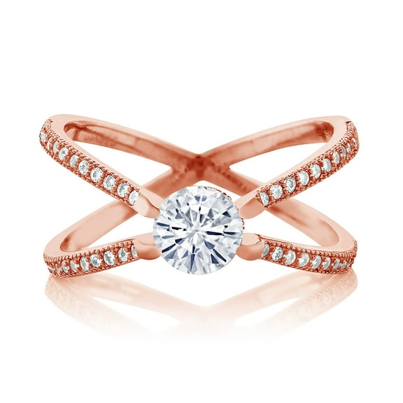 Gem Stone King 925 Sterling Silver White Zirconia Engagement Ring for Women (2.00 Cttw, Round 6MM, Available in Size 5,6,7,8,9)