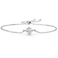 thumbnail image 1 of Gem Stone King 925 Sterling Silver White Zirconia Solitaire Bracelet for Women (1.50 Cttw, Round Cut 6MM), 1 of 4
