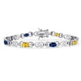 thumbnail image 1 of Gem Stone King 925 Sterling Silver Yellow Citrine and Blue Created Sapphire and Lab Grown Diamond Bracelet for Women | 4.21 Cttw | Gemstone November Birthstone | Oval 6X4MM | Length 7.25 inches, 1 of 6