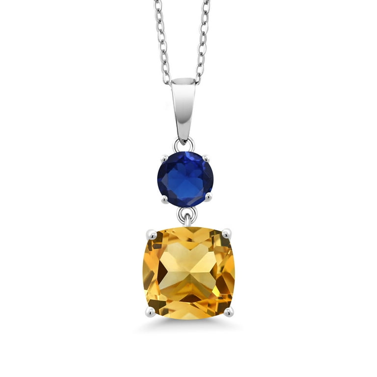 Sterling Silver Cushion 10mm Gemstone And Diamond Pendants Sterling Silver Cushion 10mm Gemstone And Diamond Pendants