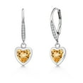 thumbnail image 1 of Gem Stone King 925 Sterling Silver Yellow Citrine and Lab Grown Diamond Earrings for Women | 1.40 Cttw | Gemstone November Birthstone | Heart Shape 6MM, 1 of 6