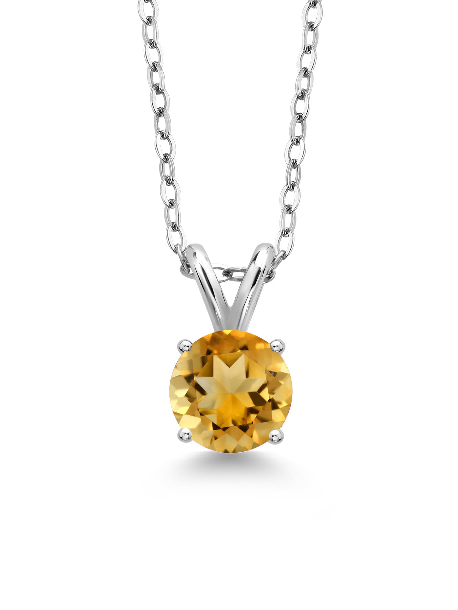 Gem Stone King 925 Sterling Silver Yellow Citrine Pendant Necklace For