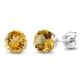 thumbnail image 1 of Gem Stone King 925 Sterling Silver Yellow Citrine Stud Earrings for Women Men (1.40 Cttw, Gemstone November Birthstone, Round 6MM), 1 of 5