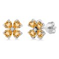thumbnail image 1 of Gem Stone King 925 Sterling Silver Yellow Citrine and White Lab Grown Diamond Earrings for Women | 1.79 Cttw | Gemstone November Birthstone | Heart Shape 4MM, 1 of 3