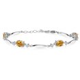 thumbnail image 1 of Gem Stone King 925 Sterling Silver Yellow Citrine and White Lab Grown Diamond Tennis Bracelet for Women | 3.20 Cttw | Gemstone November Birthstone | Oval Checkerboard 7X5MM | 6 inch + 1 inch Extender, 1 of 3