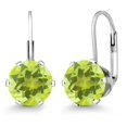 thumbnail image 1 of Gem Stone King 925 Sterling Silver Yellow Lemon Quartz Dangle Earrings for Women | 3.70 Cttw | Gemstone Birthstone | Round 8MM, 1 of 6