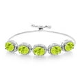 thumbnail image 1 of Gem Stone King 925 Sterling Silver Yellow Lemon Quartz Tennis Bracelet for Women (9.30 Cttw, Oval 9X7MM, Gemstone Birthstone, Fully Adjustable up to 9 inch), 1 of 3