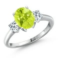 thumbnail image 1 of Gem Stone King 925 Sterling Silver Yellow Lemon Quartz and White Topaz Engagement Ring for Women | 2.31 Cttw | Oval 9X7MM | Gemstone Birthstone | Size 6, 1 of 6