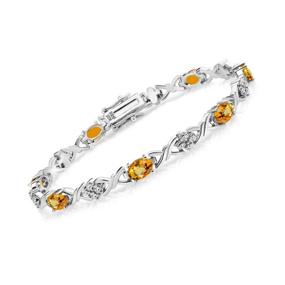 Gem Stone King 925 Sterling Silver Yellow Sapphire Tennis Bracelet for Women (4.92 Cttw, Gemstone September Birthstone, Oval 6X4MM, 7 inch)