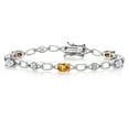 thumbnail image 1 of Gem Stone King 925 Sterling Silver Yellow Sapphire and White Moissanite and Round White Lab Grown Diamond Tennis Bracelet for Women (3.38 Cttw, Gemstone Birthstone, Oval 6X4MM, 7.25 inches), 1 of 4