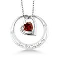 thumbnail image 1 of Gem Stone King 925 Sterling Silver `You Are My World` Garnet Diamond Accent Pendant, 1 of 2