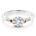 thumbnail image 1 of Gem Stone King 925 Sterling Silver and 10K Rose Gold Round Moissanite Engagement Ring for Women (1.20 Cttw, Size 6), 1 of 6