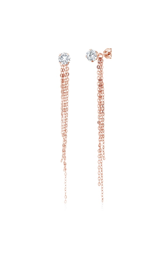 Beautiful 3.5 inch 925 Sterling Silver Earring Enhancer With 5MM White CZ Studs