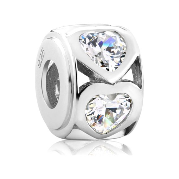 Gem Stone King Beautiful 925 Sterling Silver Heart Shape Cubic Zirconia 11MM Bead Charm