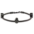 thumbnail image 1 of Gem Stone King Black Stainless Steel Judaica Cable Bangle Bracelet for Women with 3 HAMSA Symbol and CZ, 1 of 2