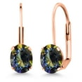 thumbnail image 1 of Gem Stone King Blue Mystic Topaz Rose Gold Plated Leverback Earrings for Women (1.90 Cttw, Gemstone Birthstone, Oval 7X5MM), 1 of 4