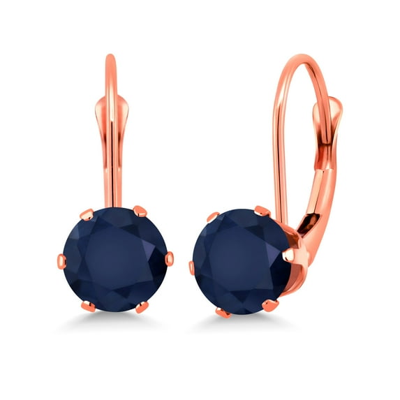 Gem Stone King Blue Sapphire Leverback Earrings for Women (2.20 Cttw, Gemstone September Birthstone, Round 6MM)
