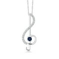 thumbnail image 1 of Gem Stone King Blue Sapphire and White Lab Grown Diamond Treble Clef Music Pendant Necklace for Women By Keren Hanan in 10K White Gold | 0.30 Cttw | With 18 inch Chain, 1 of 4