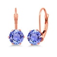 thumbnail image 1 of Gem Stone King Blue Tanzanite Leverback Earrings for Women (1.80 Cttw, Gemstone December Birthstone, Round 6MM), 1 of 4