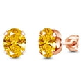 thumbnail image 1 of Gem Stone King 18K Rose Gold Plated Silver Golden Yellow Zirconia Stud Earrings for Women Men | 2.42 Cttw | Gemstone Birthstone | Oval 8X6MM, 1 of 4