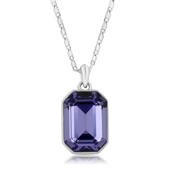 Gem Stone King  Collection Emerald Cut Purple Pendant Made with Crystals